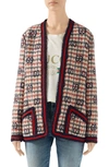 GUCCI GG FANCY CHECK WOOL BLEND TWEED JACKET,610060ZADEH