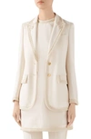 Gucci Passementerie Trim Stretch Cady Blazer In Ninfea White/ Mix