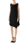 GUCCI CRYSTAL EMBELLISHED DRAPED JERSEY SHIFT DRESS,609777XJCBP