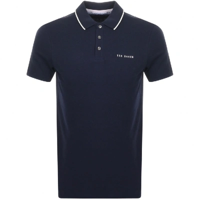 Ted Baker Tortila Slim Fit Tipped Pocket Polo In Navy