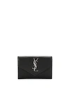 SAINT LAURENT YSL GRAIN DE POUDRE V-FLAP CARD CASE,PROD226720388