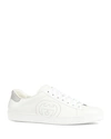 Gucci Men's New Ace Perforated Gg Leather Sneakers In White