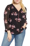 DANIEL RAINN VELVET TRIM BLOUSE,DX20502PG4