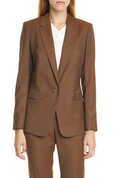 Hugo Boss Janufa Wool Suit Jacket In Carmel