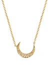 SHAY PAVE MINI CRESCENT MOON PENDANT NECKLACE,SN126-YG-18