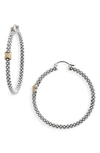 Lagos Caviar Two-tone Slender Hoop Earrings In Silver/ Gold