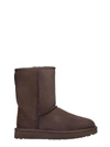 UGG CLASSIC SHORT LOW HEELS ANKLE BOOTS IN BROWN SUEDE,11138133