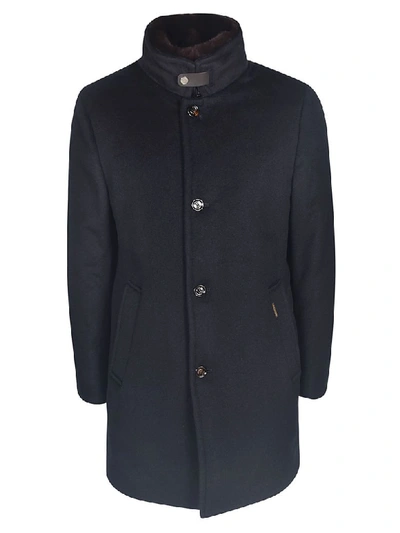 Moorer Buttoned Collar Classic Jacket In Black