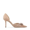 JIMMY CHOO KAITENCE 85 Ballet-Pink and Silver Suede Pumps with Crystal-Embellished Bow,KAITENCE85DHO S
