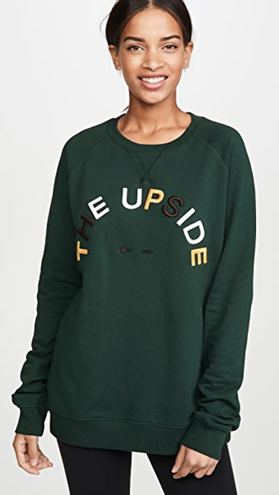 The Upside Horseshoe Logo-embroidery Cotton-jersey Sweatshirt In Green