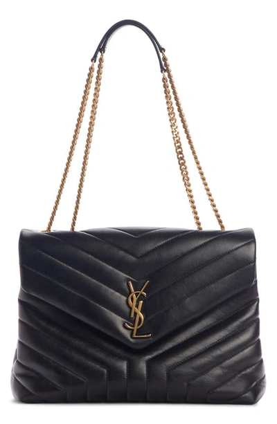 Saint Laurent Loulou Medium Calf Flap-top Shoulder Bag In Black