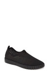 Ilse Jacobsen Tulip 139 Perforated Slip-on Sneaker In Black/ Black Fabric