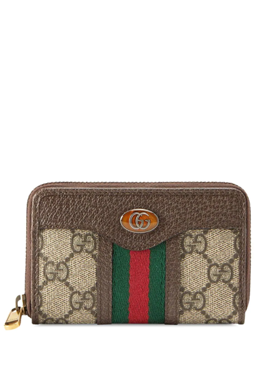 Gucci Monogram Print Wallet In Brown