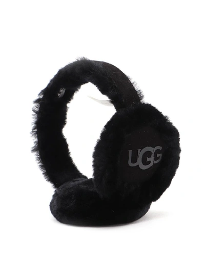 Ugg Classic Genuine Shearling Headphone Earmuffs In Black