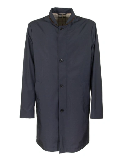 Loro Piana Sebring Windmate Storm System Suede-trimmed Shell Coat In Blue Navy