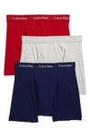 Calvin Klein 3-pack Boxer Briefs In Light Grey/ Temper/ Purple