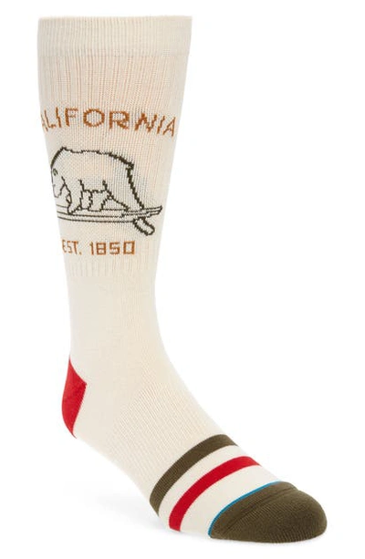 Stance California Republic Crew Socks In Cream