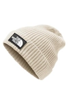 The North Face Logo Cuff Beanie In Vintage White