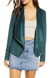 BLANKNYC DRAPE FRONT FAUX SUEDE JACKET,76X-9020NO