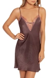 MIDNIGHT BAKERY LACE TRIM SATIN CHEMISE,SLN010