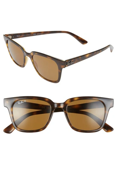 Ray Ban Ray-ban Unisex Polarized Square Sunglasses, 51mm In Brown