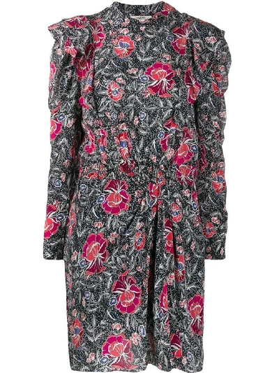 Isabel Marant Étoile Yandra Floral-print Silk Crepe De Chine Dress In Black