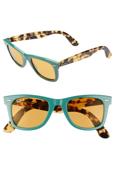 Ray Ban 'classic Wayfarer' 50mm Polarized Sunglasses - Green In Green