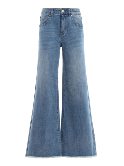 Michael Michael Kors Cropped Wide Leg Jeans In Vintage Classic Wash