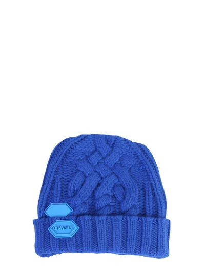 Off-white Knitted Hat In Blu