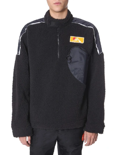 Off-white Moto Eco Fur Sweatshirt In Black