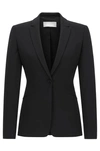 Hugo Boss Stretch Wool Blazer With Curved Lapels In Black