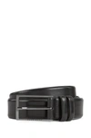 Hugo Boss Vegetable-tanned Leather Belt With Gunmetal Hardware In Black