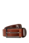 Hugo Boss Vegetable-tanned Leather Belt With Gunmetal Hardware In Brown