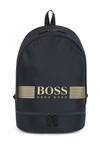 HUGO BOSS HUGO BOSS - BACKPACK IN STRUCTURED NYLON WITH LOGO ARTWORK - DARK BLUE