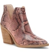 Vince Camuto Gigietta Bootie In Rosewood Embossed Leather