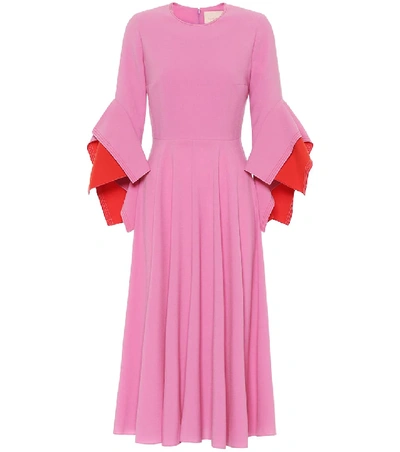 Roksanda Ronda Fluted Two-tone Crepe Midi Dress In Pink