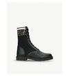 FENDI FENDI WOMENS BLACK ROCKOKO LEATHER AND KNITTED BIKER BOOTS EUR 37 / 4 UK WOMEN,926-10004-2173300019