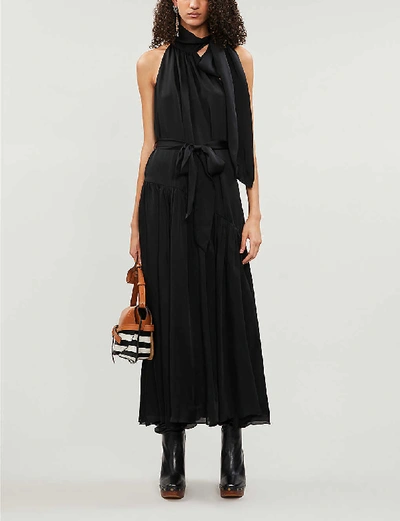 Zimmermann Sleeveless Silk-crepe De Chine Midi Dress In Black