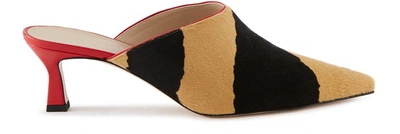 Wandler Bente Mules In Beige Zebra/fiery Red