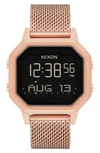 Nixon Siren Milanese All-black Mesh Bracelet Watch, 36mm In Rose Gold/ Black/ Rose Gold