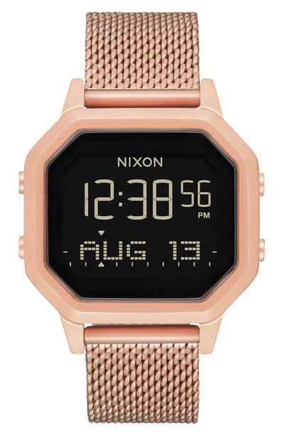 Nixon Siren Milanese All-black Mesh Bracelet Watch, 36mm In Gold