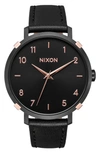 NIXON THE ARROW LEATHER STRAP WATCH, 38MM,A10913221