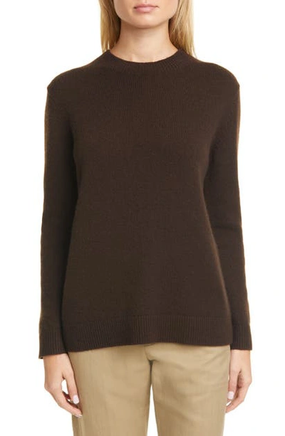 Theory Crewneck Cashmere Sweater In Deep Brown