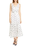 ROSETTA GETTY BAUHAUS DOT PRINT SILK CHARMEUSE MIDI DRESS,11205H2569