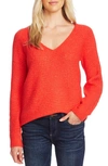 Vince Camuto Ribbed V-neck Sweater In Fiesta