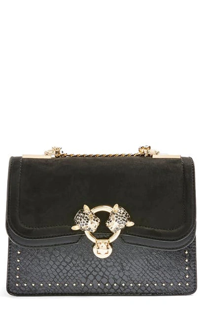 TOPSHOP DOUBLE PANTHER CROSSBODY BAG 24R36RBLK