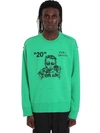 OFF-WHITE MIRKO ARTIST SWEATSHIRT IN GREEN COTTON,11140165