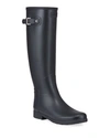 Hunter Original Back Adjustable Gloss Rain Boot In Black