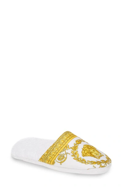 Versace Barocco Slippers In White