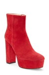 Vince Camuto Leslieon Square Toe Platform Boot In Ramba Red Suede